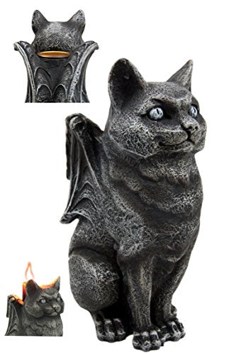 Ebros Gift Ebros Gift Stoic Guardian Feline Cat Gargoyle Gothic Candleholder Figurine 5.5"H