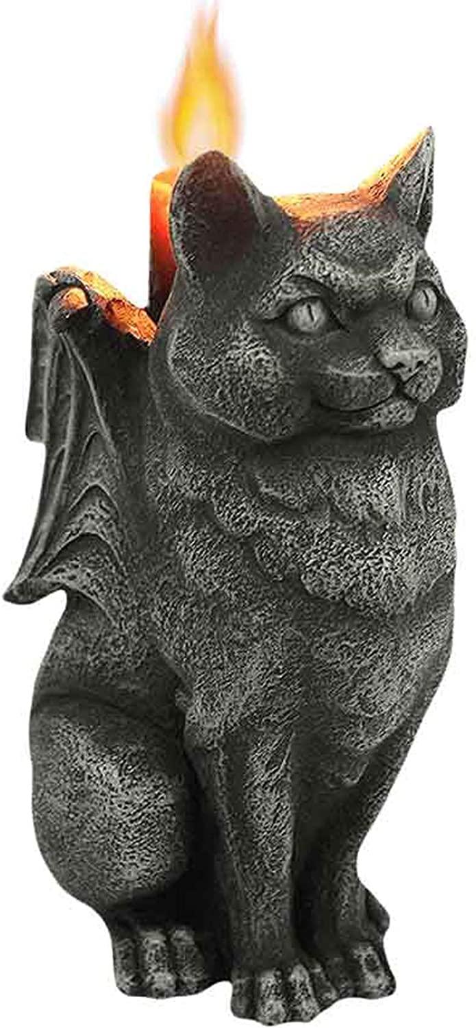 ebros gift Ebros Gift Stoic Guardian Feline Cat Gargoyle Gothic Candleholder Figurine 5.5"H