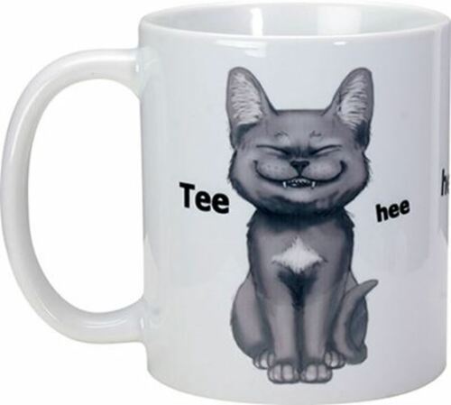 ebros gift Ebros Gift Tee Hee Cat Mug Ceramic Coffee Mug 11 ounces Capacity 3.75"H Novelty