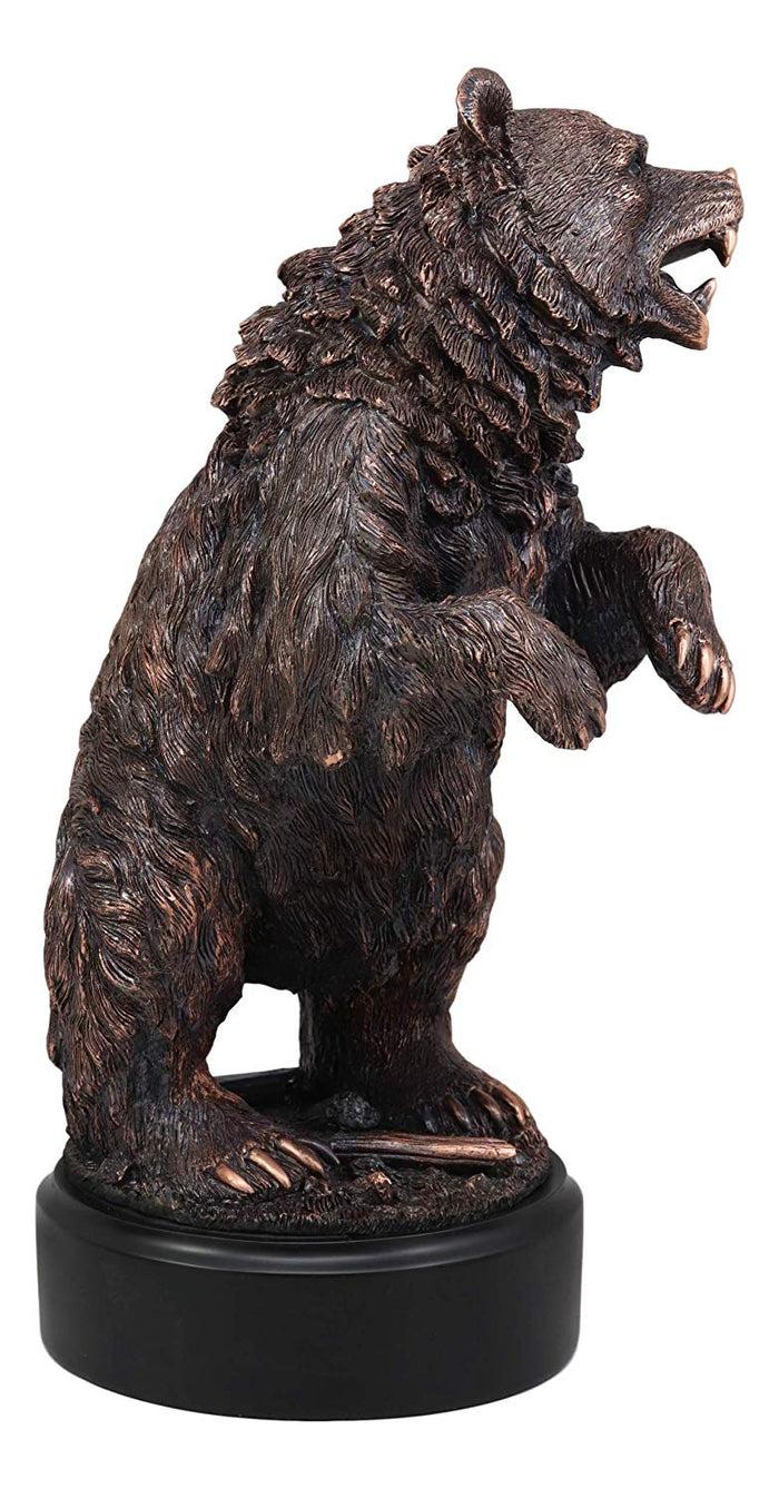 Ebros Gift Ebros Gift The Grandfather North American Standing Black Bear Roaring Decor Statue With Round Trophy Base 13.25" H Bronze Electroplated Figurine Wildlife Woodlands Forest Rustic Cabin Decor Bears 3D