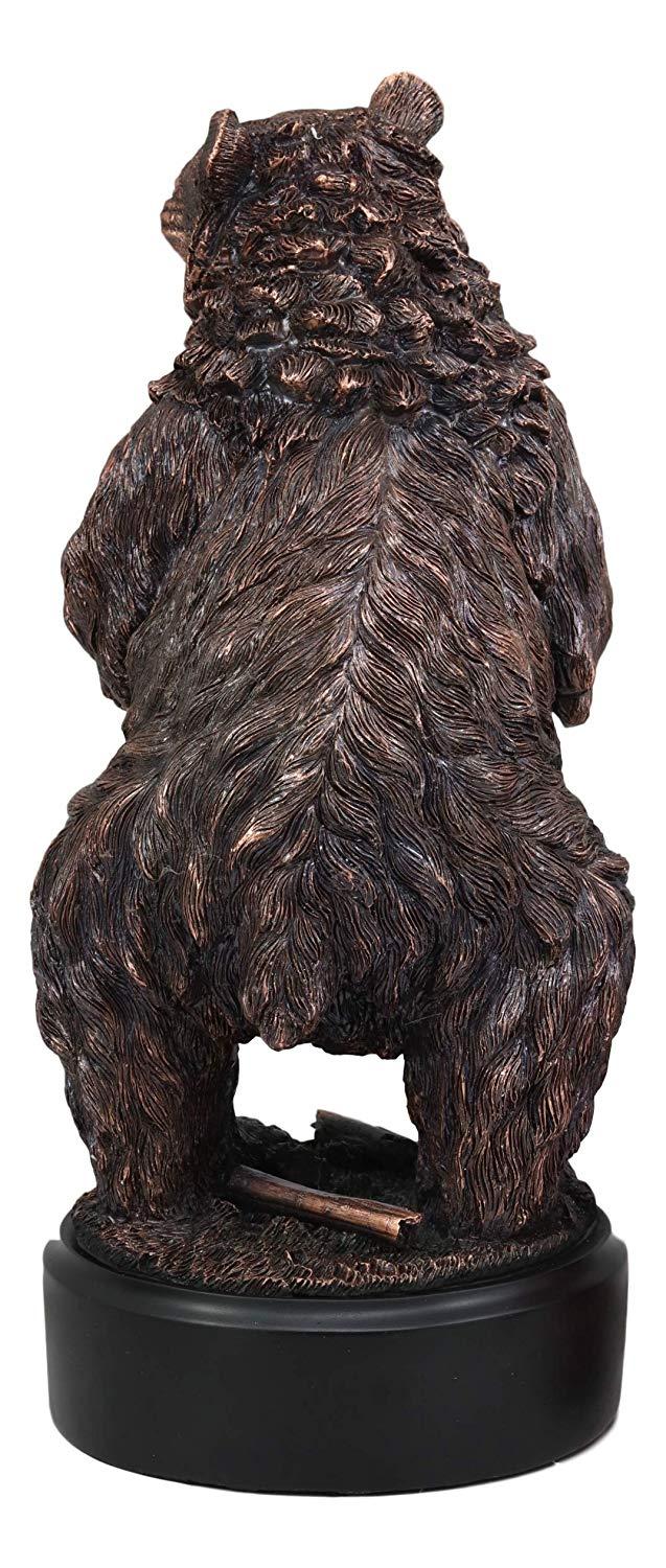 Ebros Gift Ebros Gift The Grandfather North American Standing Black Bear Roaring Decor Statue With Round Trophy Base 13.25" H Bronze Electroplated Figurine Wildlife Woodlands Forest Rustic Cabin Decor Bears 3D