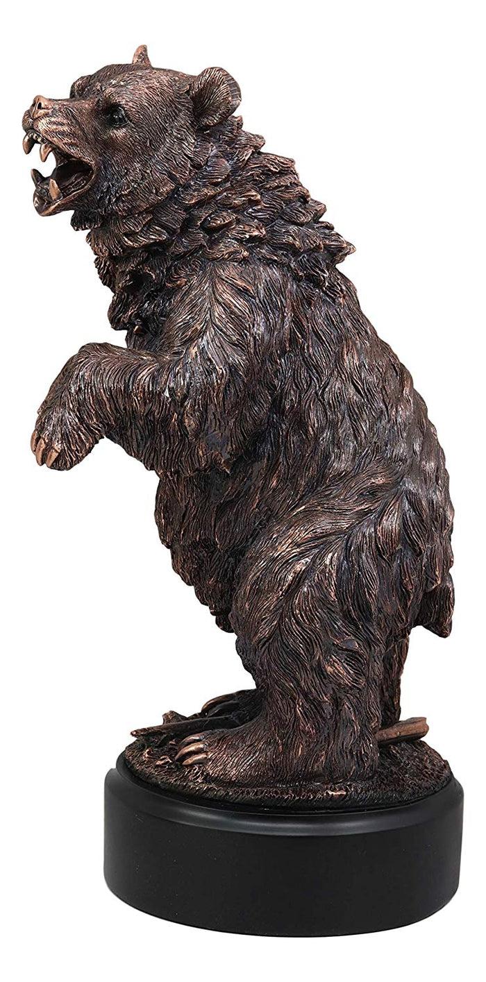 Ebros Gift Ebros Gift The Grandfather North American Standing Black Bear Roaring Decor Statue With Round Trophy Base 13.25" H Bronze Electroplated Figurine Wildlife Woodlands Forest Rustic Cabin Decor Bears 3D