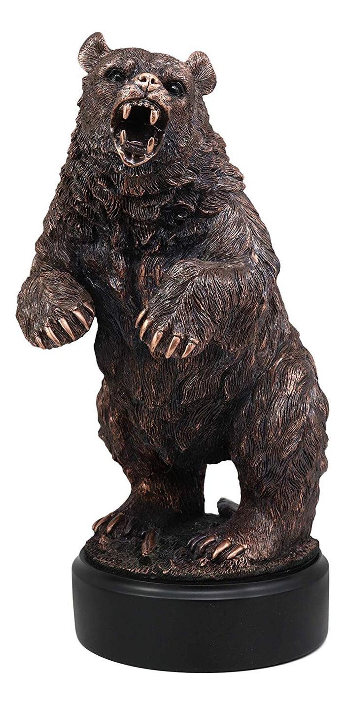 ebros gift Ebros Gift The Grandfather North American Standing Black Bear Roaring Decor Statue with Round Trophy Base 13.25" H Bronze Electroplated Figurine Wildlife Woodlands Forest Rustic Cabin Decor Bears 3D