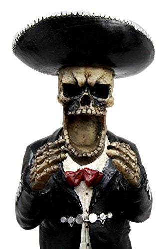Ebros Gift Ebros Gift Traditional Day Of The Dead Skeleton Mariachi Wine Holder Figurine 11.25" Long
