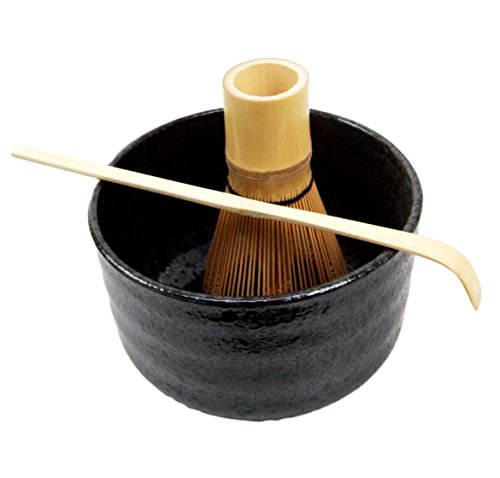 Ebros Gift Ebros Gift Traditional Japanese Black Matcha Tea Ceremony Set With Wooden Whisk And Spoon
