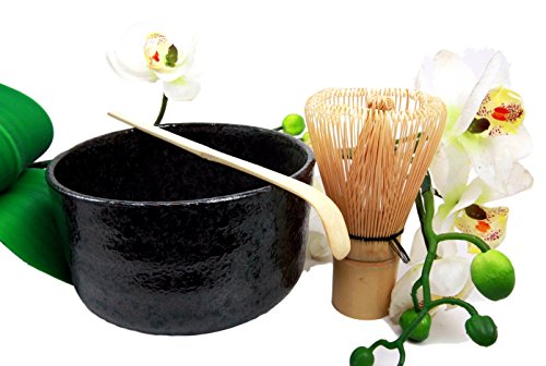 ebros gift Ebros Gift Traditional Japanese Black Matcha Tea Ceremony Set With Wooden Whisk and Spoon