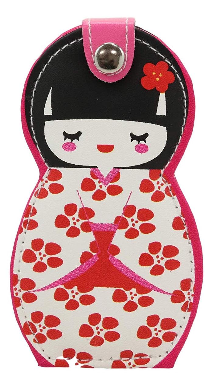 Ebros Gift Ebros Gift Traditional Japanese Kokeshi Girl Doll Travel Portable Case Manicure Pedicure Set 6 Piece Stainless Steel Grooming Tools Nail Clippers Scissors Filers Ear Pick Tweezer (White Kimono)