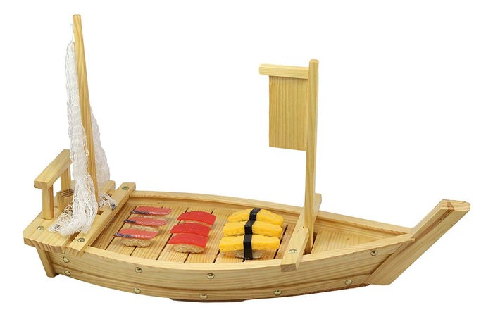Ebros Gift Ebros Gift Traditional Japanese Omakase Sashimi Sushi Serving Platter Plate Fishing Boat For Home Kitchen Dining Decorative Dinnerware Party Display Boats Restaurant Supply (Small 25.75"Long)