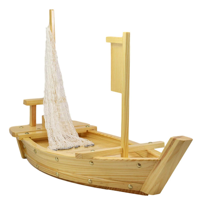 ebros gift Ebros Gift Traditional Japanese Omakase Sashimi Sushi Serving Platter Plate Fishing Boat For Home Kitchen Dining Decorative Dinnerware Party Display Boats Restaurant Supply (Small 25.75"Long)