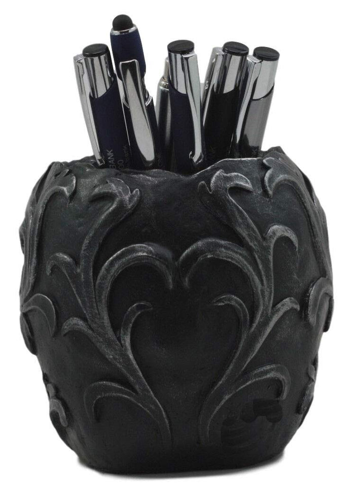 Ebros Gift Ebros Gift Tribal Tattoo Floral Skull Pen Holder Figurine 5.75"L Office Decor