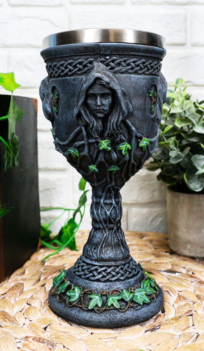 ebros gift Ebros Gift Triple Goddess Wine Goblet Chalice 10oz Cup Wiccan Ritual Mother Maiden Crone Decor