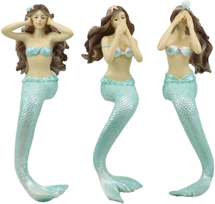 Ebros Gift Ebros Gift Under The Sea Ocean Hear See Speak No Evil Mermaids Resin Figurine Shelf Sitters