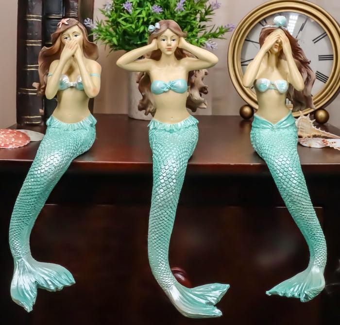 ebros gift Ebros Gift Under The Sea Ocean Hear See Speak no Evil Mermaids Resin Figurine Shelf Sitters
