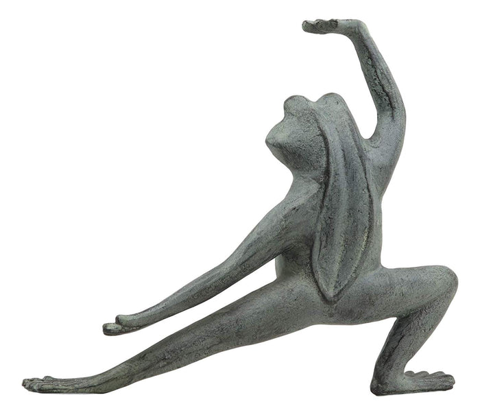 Ebros Gift Ebros Gift Verdi Green Aluminum Metal Whimsical Tai Chi Kung Fu Frog Garden Statue Zen Feng Shui Martial Arts Frogs Home Garden Patio Pool Decorative Sculpture (Crouching Stance)