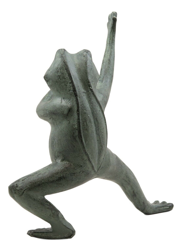 Ebros Gift Ebros Gift Verdi Green Aluminum Metal Whimsical Tai Chi Kung Fu Frog Garden Statue Zen Feng Shui Martial Arts Frogs Home Garden Patio Pool Decorative Sculpture (Horse Stance)