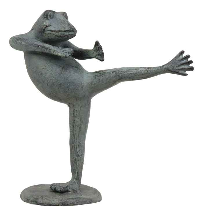 Ebros Gift Ebros Gift Verdi Green Aluminum Metal Whimsical Tai Chi Kung Fu Frog Garden Statue Zen Feng Shui Martial Arts Frogs Home Garden Patio Pool Decorative Sculpture (Set Of 3 Stances)