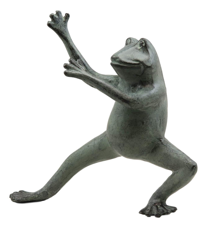 Ebros Gift Ebros Gift Verdi Green Aluminum Metal Whimsical Tai Chi Kung Fu Frog Garden Statue Zen Feng Shui Martial Arts Frogs Home Garden Patio Pool Decorative Sculpture (Set Of 3 Stances)