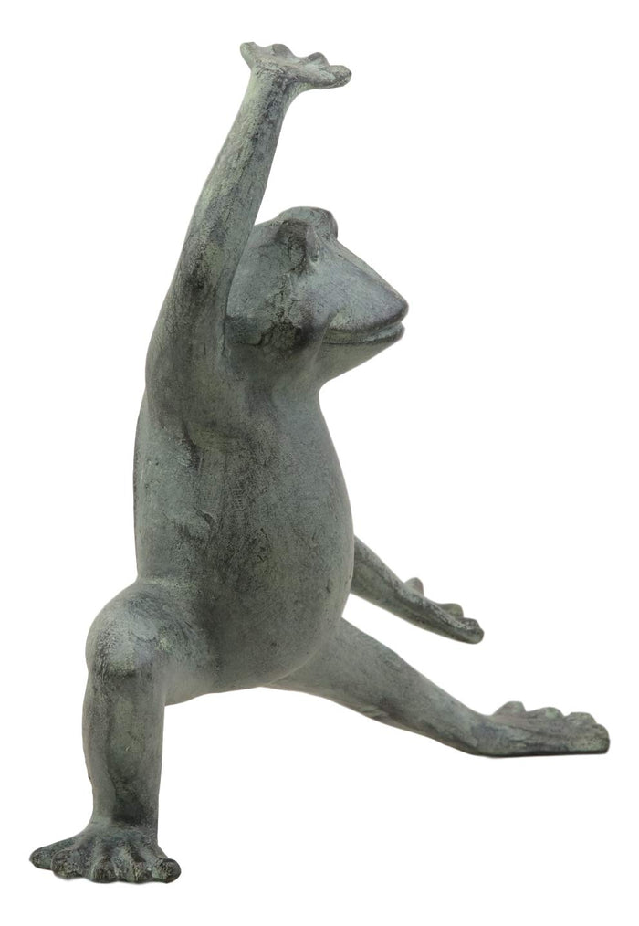 Ebros Gift Ebros Gift Verdi Green Aluminum Metal Whimsical Tai Chi Kung Fu Frog Garden Statue Zen Feng Shui Martial Arts Frogs Home Garden Patio Pool Decorative Sculpture (Crouching Stance)