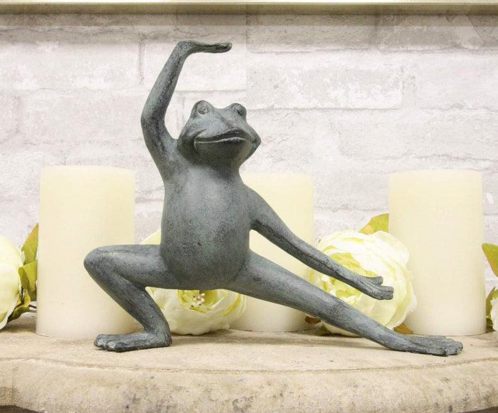 ebros gift Ebros Gift Verdi Green Aluminum Metal Whimsical Tai Chi Kung Fu Frog Garden Statue Zen Feng Shui Martial Arts Frogs Home Garden Patio Pool Decorative Sculpture (Crouching Stance)
