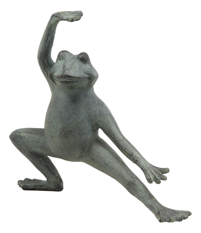 Ebros Gift Ebros Gift Verdi Green Aluminum Metal Whimsical Tai Chi Kung Fu Frog Garden Statue Zen Feng Shui Martial Arts Frogs Home Garden Patio Pool Decorative Sculpture (Set Of 3 Stances)