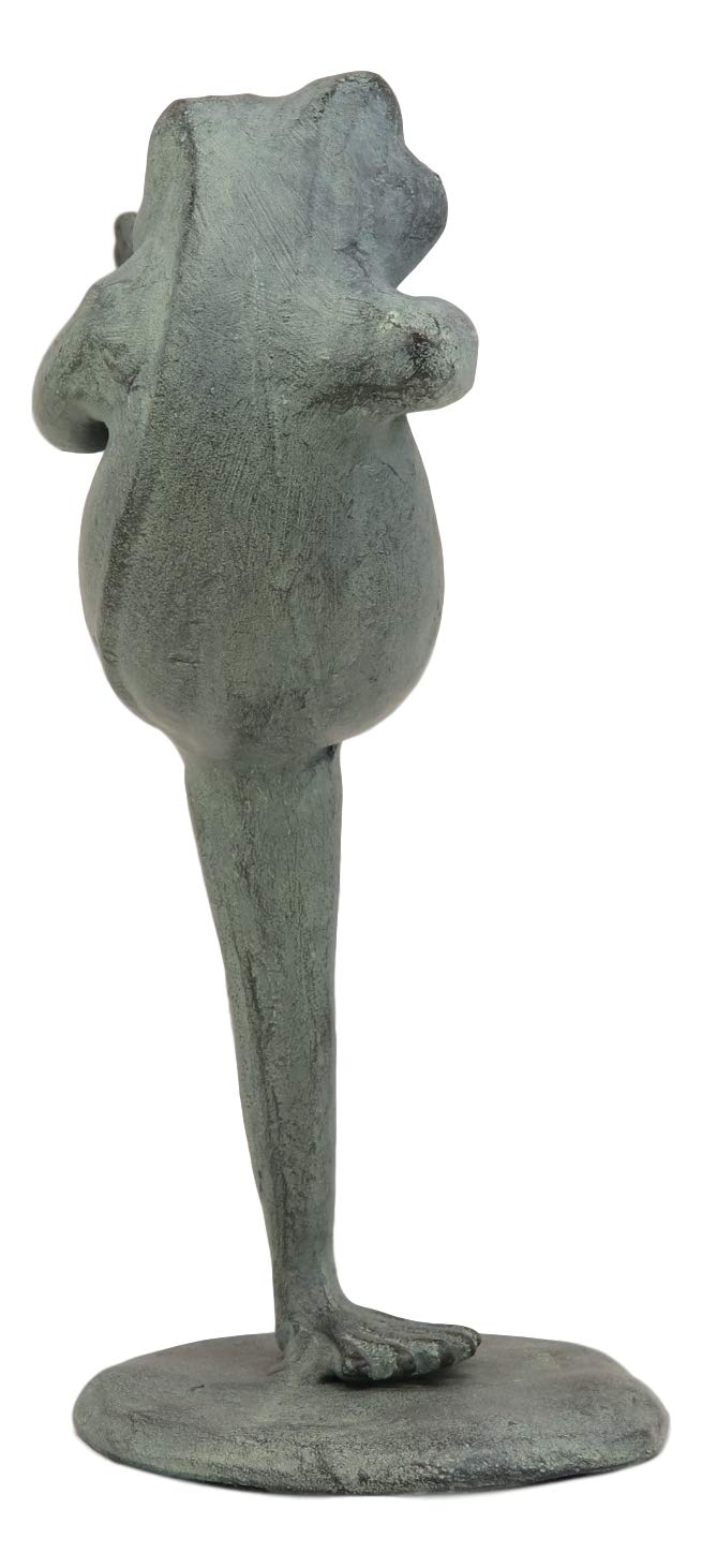 Ebros Gift Ebros Gift Verdi Green Aluminum Metal Whimsical Tai Chi Kung Fu Frog Garden Statue Zen Feng Shui Martial Arts Frogs Home Garden Patio Pool Decorative Sculpture (Shadow Kick)