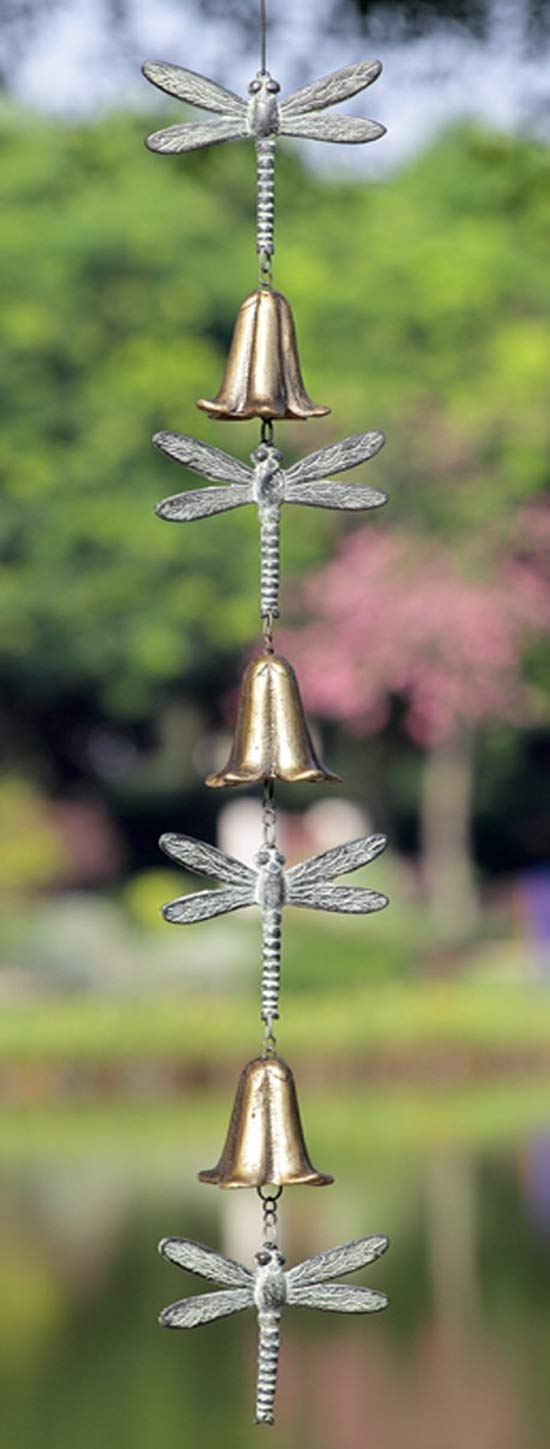 ebros gift Ebros Gift Verdi Green Beautiful Cottage Garden 4 Dragonflies With Bells Aluminum Resonant Relaxing Wind Chime Pool Patio Garden Decor Dragonfly Insect Feng Shui Symbol Of Happiness And New Beginnings