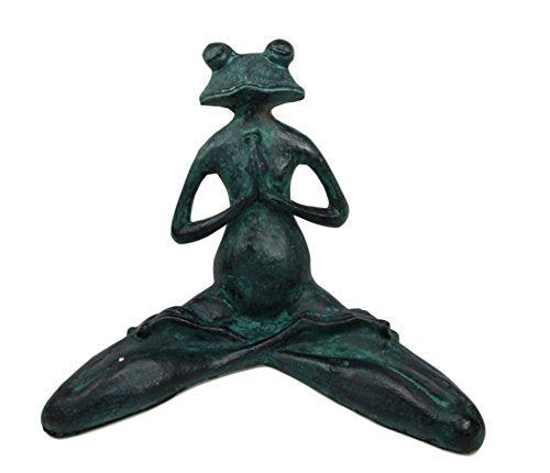 Ebros Gift Ebros Gift Verdi Green Resin Yoga Meditating Buddha Frog Garden Statue 11.75" Tall