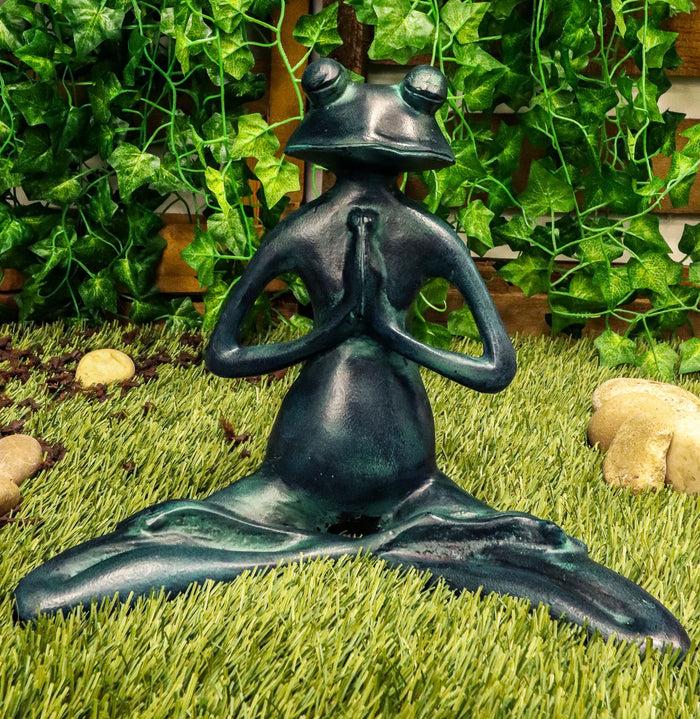 ebros gift Ebros Gift Verdi Green Resin Yoga Meditating Buddha Frog Garden Statue 11.75" Tall