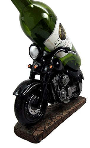 Ebros Gift Ebros Gift Vintage Black Chopper Motorcycle Bike Wine Holder Figurine 12.25"L