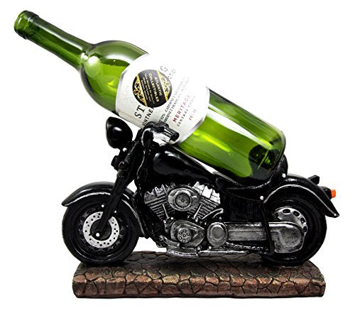 Ebros Gift Ebros Gift Vintage Black Chopper Motorcycle Bike Wine Holder Figurine 12.25"L