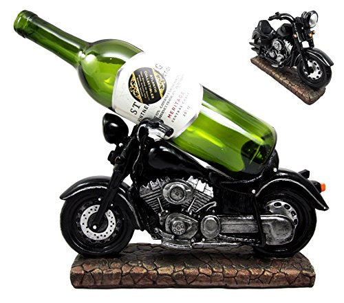 ebros gift Ebros Gift Vintage Black Chopper Motorcycle Bike Wine Holder Figurine 12.25"L