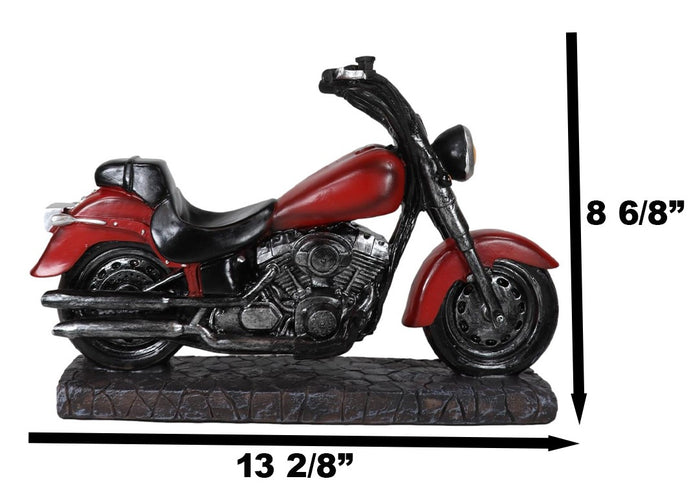 Ebros Gift Ebros Gift Vintage Red Road Hog Chopper Motorbike Wine Holder Figurine 13.25" Long