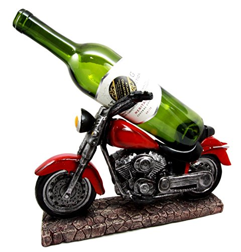 Ebros Gift Ebros Gift Vintage Red Road Hog Chopper Motorbike Wine Holder Figurine 13.25" Long