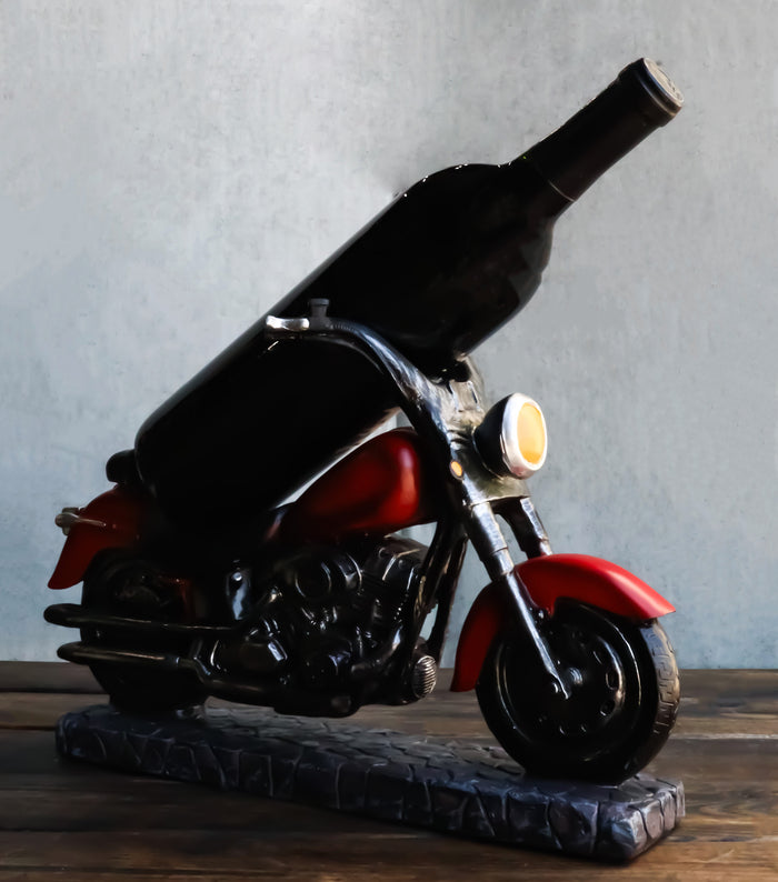 ebros gift Ebros Gift Vintage Red Road Hog Chopper Motorbike Wine Holder Figurine 13.25" Long