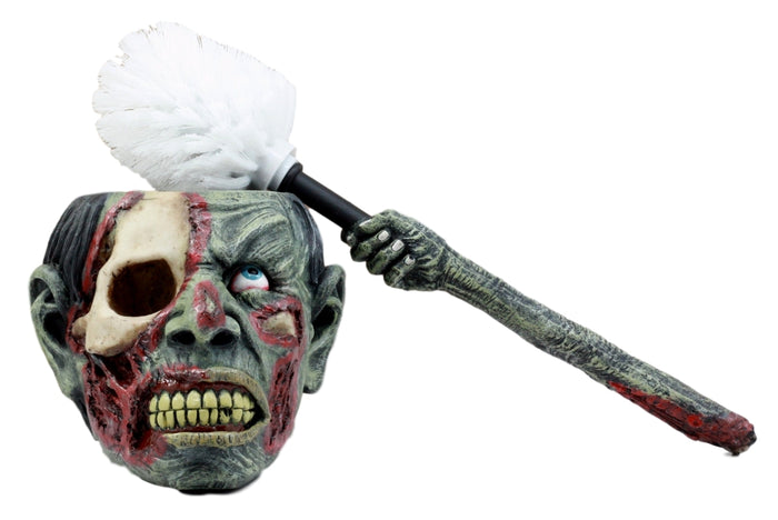 ebros gift Ebros Gift Walking Dead Zombie Hand Toilet Bowl Brush & Zombie Head Toilet Bowl Brush Holder Set Decorative Figurine 14"H