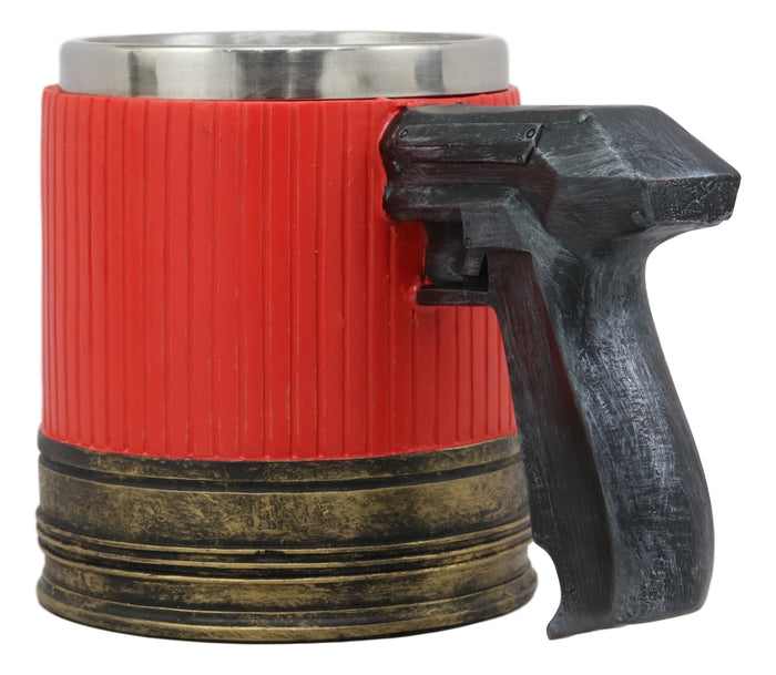 Ebros Gift Ebros Gift Western 12 Gauge Shotgun Red Ammo Barrel Case Mug With Pistol Handle Beer Stein Tankard Coffee Cup Kitchen Dining Party Accessory Decoration Wild West Military Theme Perfect Gift For Men