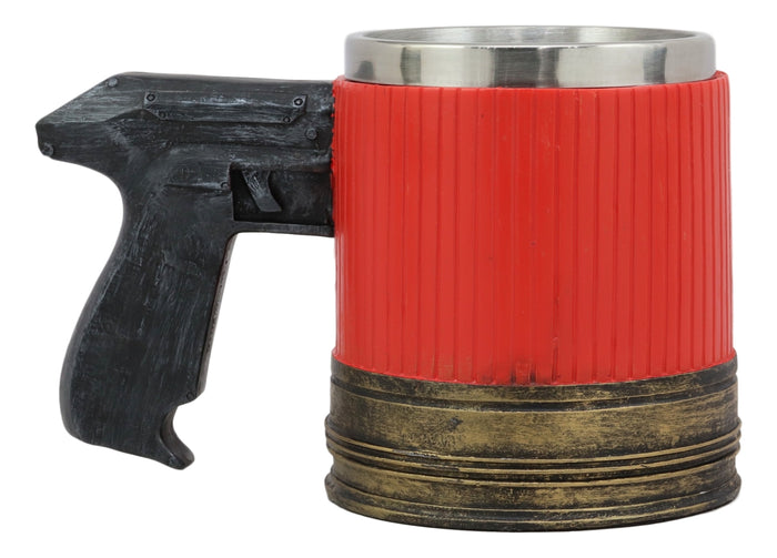 Ebros Gift Ebros Gift Western 12 Gauge Shotgun Red Ammo Barrel Case Mug With Pistol Handle Beer Stein Tankard Coffee Cup Kitchen Dining Party Accessory Decoration Wild West Military Theme Perfect Gift For Men