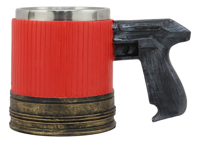 ebros gift Ebros Gift Western 12 Gauge Shotgun Red Ammo Barrel Case Mug With Pistol Handle Beer Stein Tankard Coffee Cup Kitchen Dining Party Accessory Decoration Wild West Military Theme Perfect Gift For Men