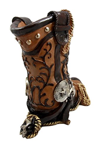 Ebros Gift Ebros Gift Western Cowboy Boot With Spur And Lasso Decorative Flower Boquet Vase Figurine 9"H