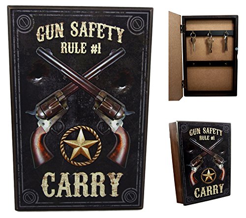 ebros gift Ebros Gift Western Dual Revolver Gun Carry Rule Secret Safe Book Shaped Multiple Keys Decorative Storage Organizer