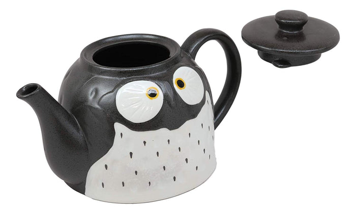 Ebros Gift Ebros Gift Whimsical Black Spotted Fat Owl Ceramic 52oz Large Tea Pot With Built In Strainer Spout As Teapots Home Decor Of Owls Owlet Nocturnal Bird Decorative