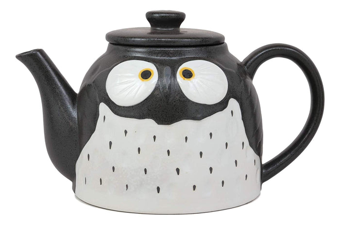 Ebros Gift Ebros Gift Whimsical Black Spotted Fat Owl Ceramic 52oz Large Tea Pot With Built In Strainer Spout As Teapots Home Decor Of Owls Owlet Nocturnal Bird Decorative