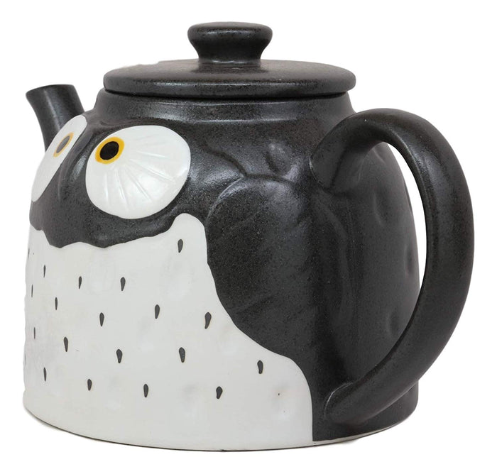 Ebros Gift Ebros Gift Whimsical Black Spotted Fat Owl Ceramic 52oz Large Tea Pot With Built In Strainer Spout As Teapots Home Decor Of Owls Owlet Nocturnal Bird Decorative