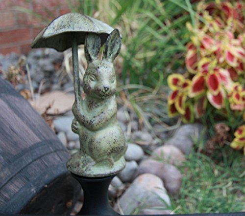 Ebros Gift Ebros Gift Whimsical Bunny With Umbrella Aluminum Hose Guard Guide Garden Stake 17.5"H
