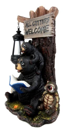 Ebros Gift Ebros Gift Whimsical Forest Bedtime Story Mother Bear With Baby Cub Turtle And Squirrel Solar LED Light Lantern Welcome Sign Statue Fairy Tales Nursery Rhymes Guest Greeter Figurine Decor