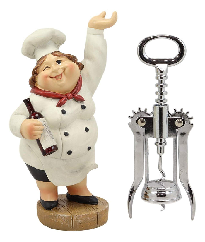 Ebros Gift Ebros Gift Whimsical Hand Painted Novelty Corkscrew Wine Bottle Cork Opener Party Hosting Beverage Accessory Home And Kitchen Decor Organizer (Italian Female Lady Chef)