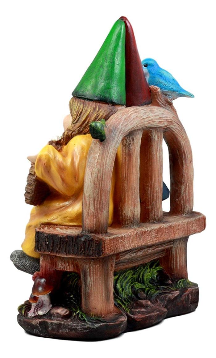 Ebros Gift Ebros Gift Whimsical Mr & Mrs Gnome Sitting On Rustic Chair With Blue Bird Statue Grow Old With Me Guest Greeter Patio