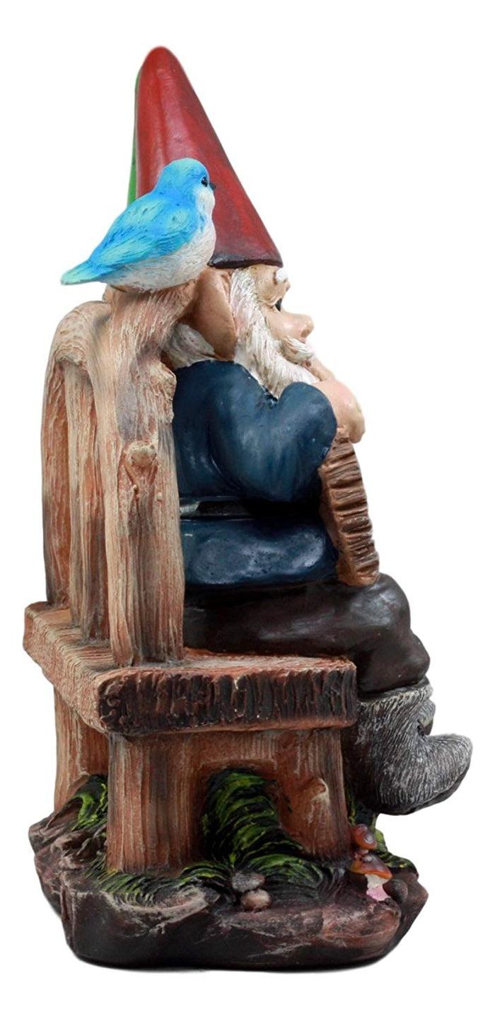 Ebros Gift Ebros Gift Whimsical Mr & Mrs Gnome Sitting On Rustic Chair With Blue Bird Statue Grow Old With Me Guest Greeter Patio