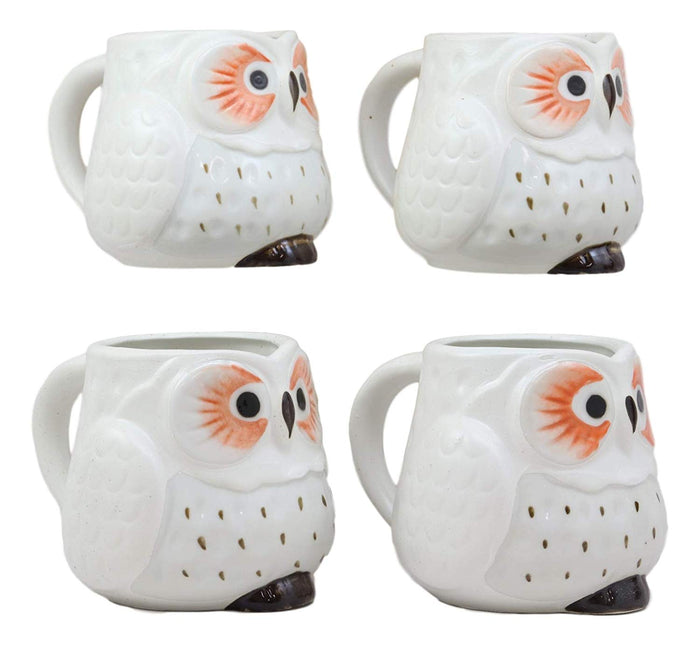 Ebros Gift Ebros Gift Whimsical Tundra Forest Big Eyed White Snow Owl Ceramic 11oz Drinking Mugs Set Of 4 As Kitchen Dining Home Decor Of Owls Owlet Nocturnal Bird Novelty Mug Cups For Coffee Tea Milk Beverage