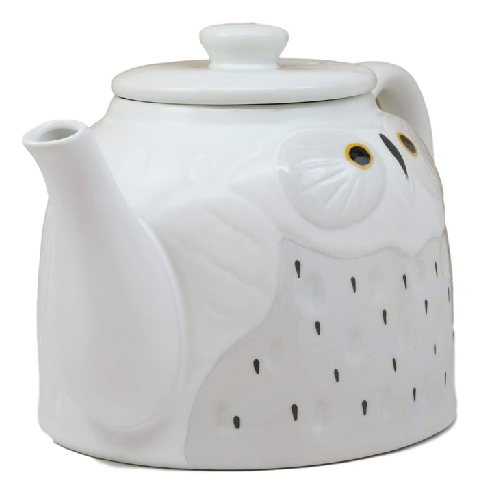 Ebros Gift Ebros Gift Whimsical White Fat Snow Owl Ceramic 52oz Large Tea Pot With Built In Strainer Spout As Teapots Home Decor Of Owls Owlet Nocturnal Bird Decorative